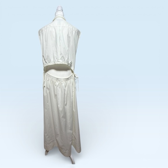 NWT Rag & Bone Joan Poplin Back Cutout Maxi Dress Ivory White Cotton Size L - Picture 9 of 12